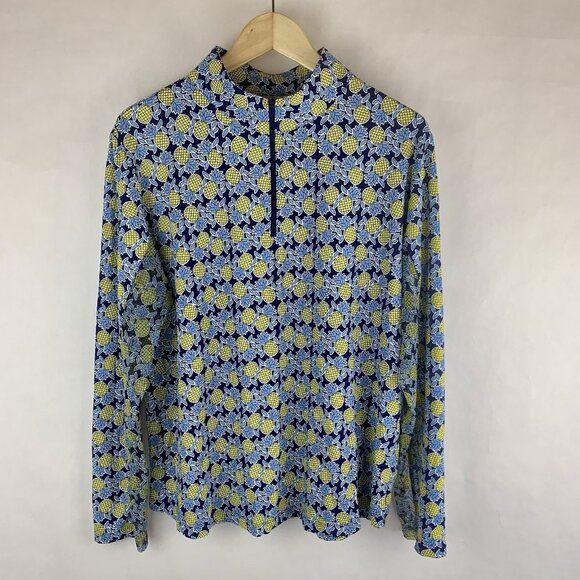IBKUL Women’s XXL 2XL Printed Long Mesh Sleeve 1/4 Zip Shirt Top UPF 50 Pullover - Picture 1 of 8